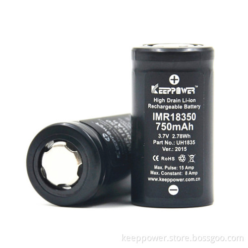IMR18350 750mAh KeepPower imr 18350 high drain rechargeable battery UH1835